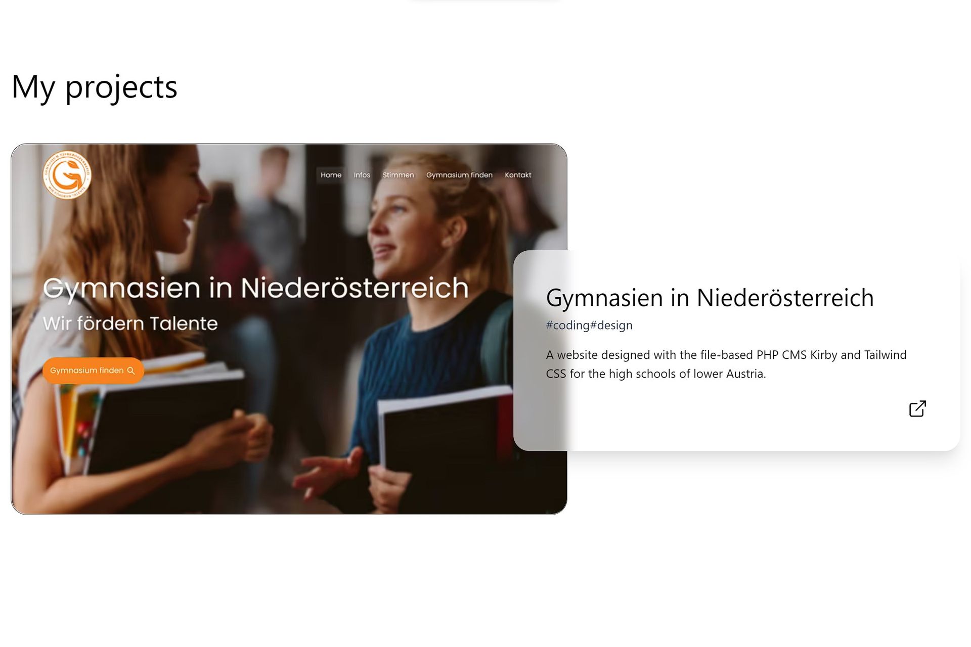 Screenshot of the 'My projects' section of the alexisschaffer.me website, light theme
