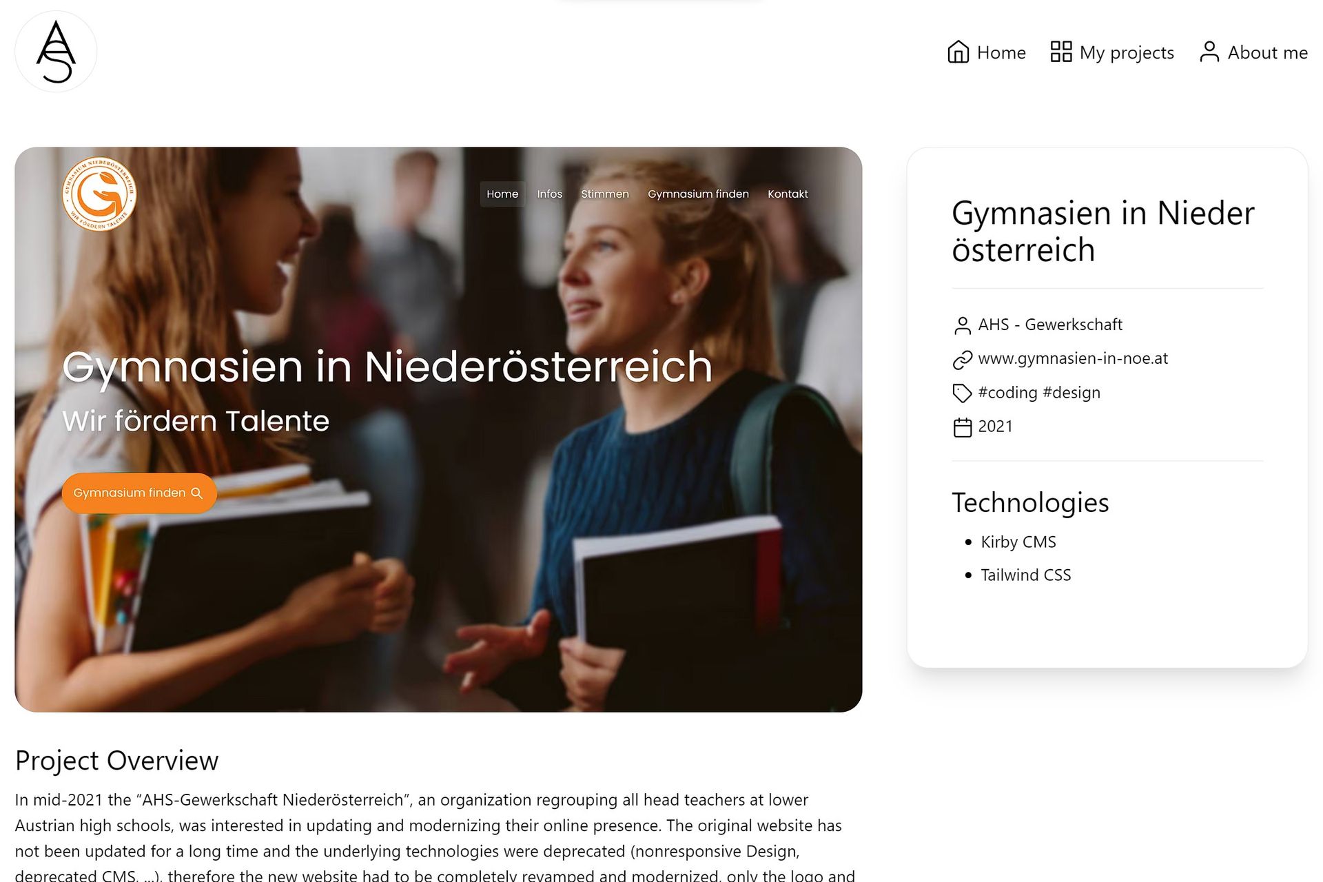 Screenshot of a project page of the alexisschaffer.me website, light theme